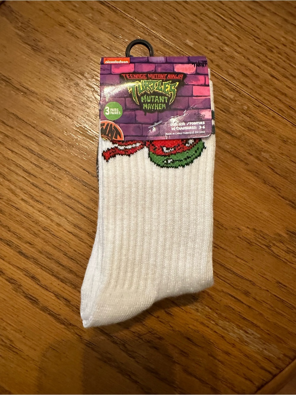 Ninja turtle White Crew Socks - boys size 3-6 new in package 3 pack